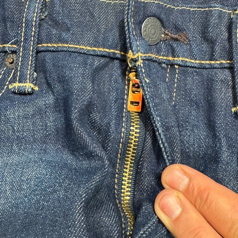 Levi's Straight Blue Denim Jeans White Oak Cone Made in USA 500 Series 34x32 Zip